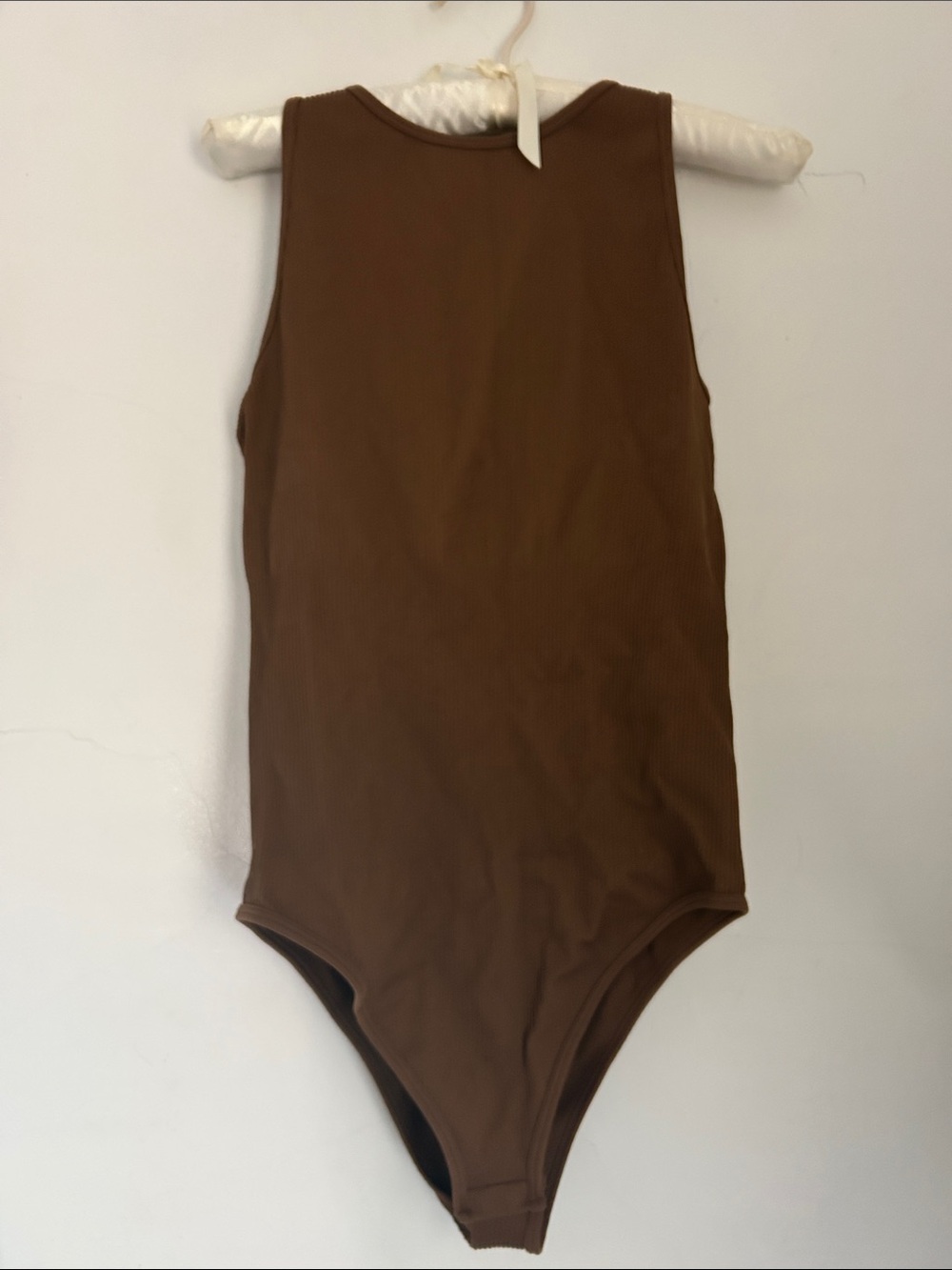 Women’s Sleeveless Brown Ribbed Bodysuit